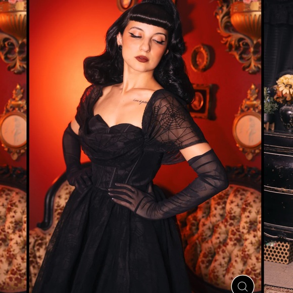 Witchwood Octavia Black Spiderweb NYE Party Dress - Picture 2 of 10